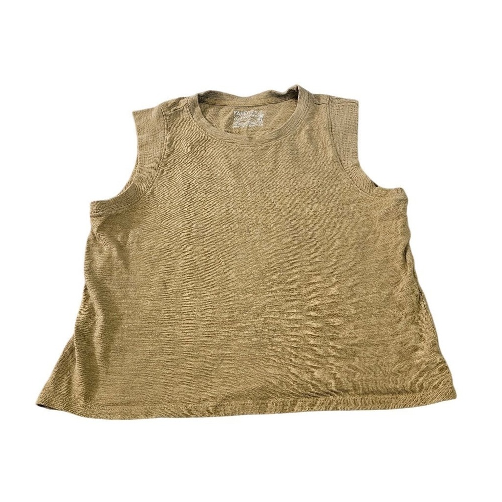 Faherty Sunwashed Organic Cotton Muscle Tank Top Tan Khaki Womens Medium